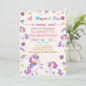 Unicorn Birthday Party Invitation, Unicorn Party Kaart (Staand voorkant)