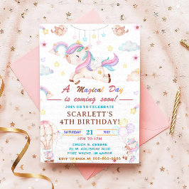 Unicorn Birthday Party Invitation, Unicorn Party Kaart