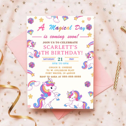 Unicorn Birthday Party Invitation, Unicorn Party Kaart