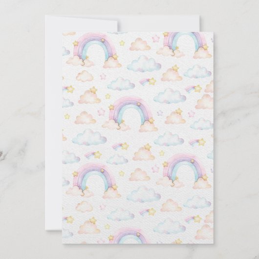 Unicorn Birthday Party Invitation, Unicorn Party Kaart (Achterkant)