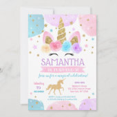 Unicorn Birthday Party Invitations Rainbow Kaart (Voorkant)
