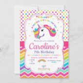 Unicorn Birthday Party Invitations Rainbow Kaart (Voorkant)