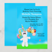 Unicorn Birthday Party Kaart (Voorkant / Achterkant)