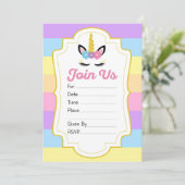 Unicorn Birthday Party Kaart (Staand voorkant)