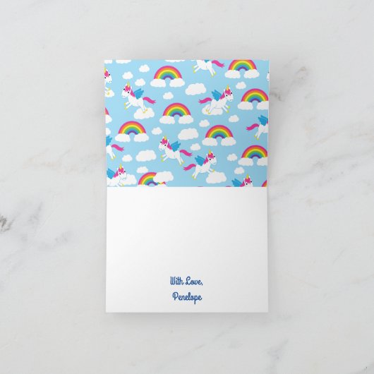 Unicorn Birthday Party Kaart (Binnen)