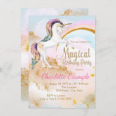 Unicorn Birthday Party Kaart (Voorkant / Achterkant)