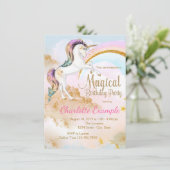 Unicorn Birthday Party Kaart (Staand voorkant)