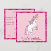 Unicorn Birthday Party Kaart (Voorkant / Achterkant)