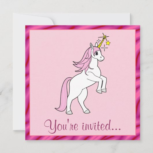 Unicorn Birthday Party Kaart (Voorkant)