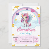 Unicorn Birthday Party Kaart (Voorkant)