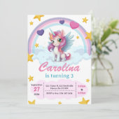 Unicorn Birthday Party Kaart (Staand voorkant)