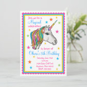 Unicorn Birthday Party Kaart (Staand voorkant)