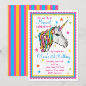 Unicorn Birthday Party Kaart (Voorkant / Achterkant)