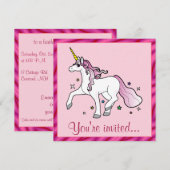 Unicorn Birthday Party Kaart (Voorkant / Achterkant)