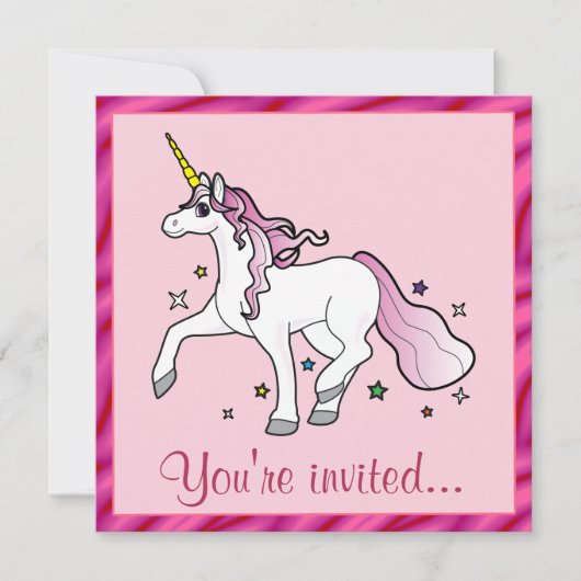 Unicorn Birthday Party Kaart (Voorkant)