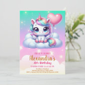 Unicorn Birthday Party Kaart (Staand voorkant)