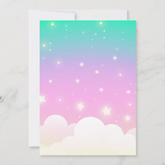 Unicorn Birthday Party Kaart (Achterkant)