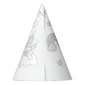 Unicorn Birthday Party - Kleur uw eigen Pet Feesthoedjes (Achterkant)