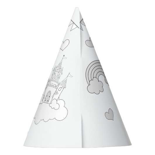 Unicorn Birthday Party - Kleur uw eigen Pet Feesthoedjes (Achterkant)