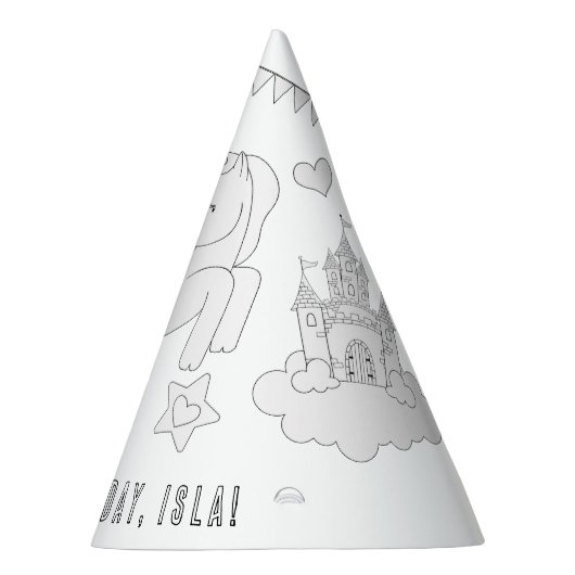 Unicorn Birthday Party - Kleur uw eigen Pet Feesthoedjes (Rechts)