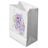 Unicorn Birthday Party Medium Gift Bag Cadeauzakje (Voorkant Gekanteld)