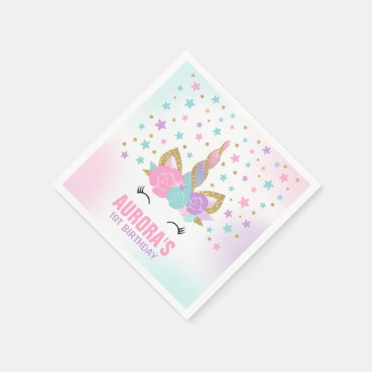 Unicorn Birthday Party Napkin Whimsical Unicorn Servet (Hoek)