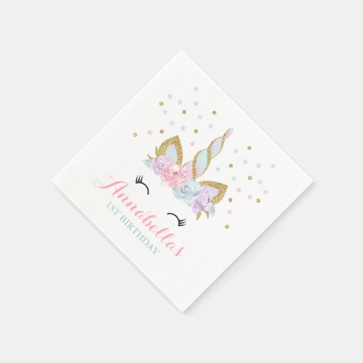 Unicorn Birthday Party Napkin Whimsical Unicorn Servetten (Hoek)