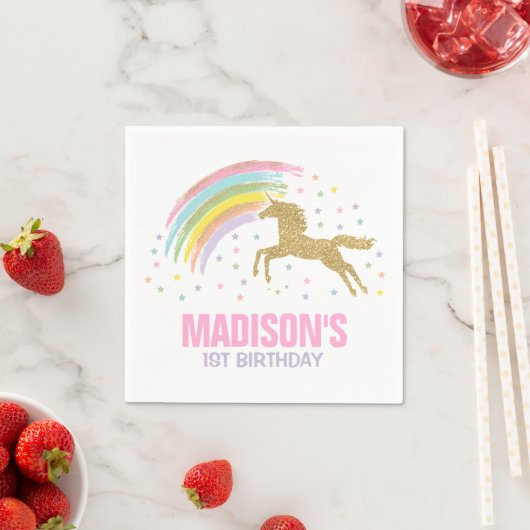 Unicorn Birthday Party Napkin Whimsical Unicorn Servetten (Insitu)
