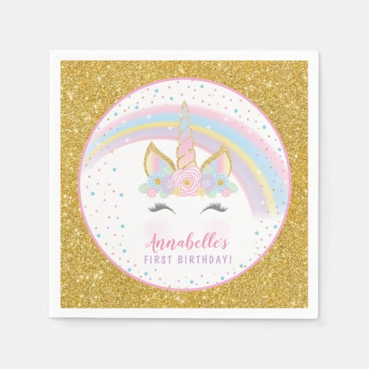 Unicorn Birthday Party Napkins Servet (Voorkant)