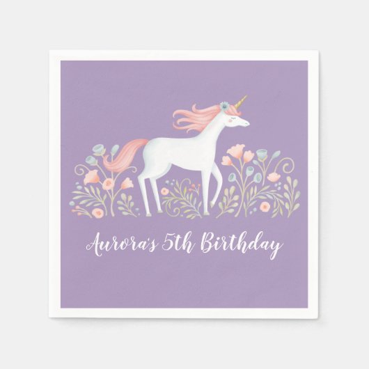 Unicorn Birthday Party Napkins Servet (Voorkant)
