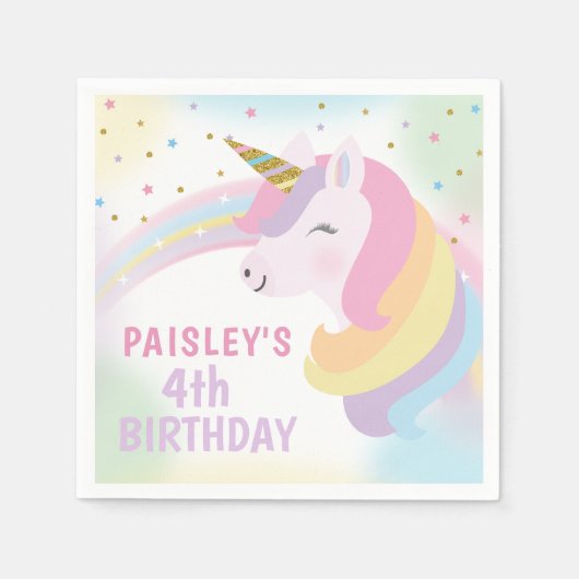 Unicorn Birthday Party Napkins Servet (Voorkant)
