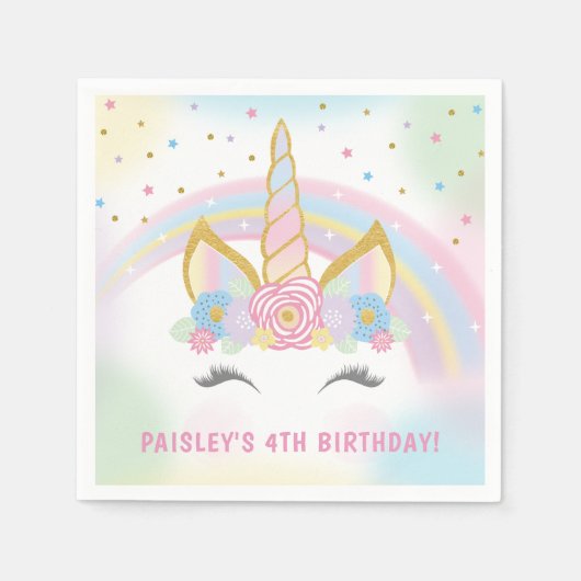 Unicorn Birthday Party Napkins Servet (Voorkant)