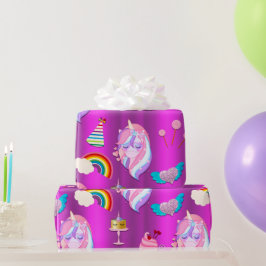 Unicorn Birthday Party on Pink Cadeaupapier