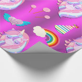 Unicorn Birthday Party on Pink Cadeaupapier (Hoek)