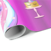 Unicorn Birthday Party on Pink Cadeaupapier (Rol Hoek)