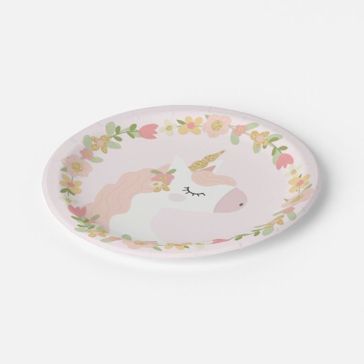 Unicorn Birthday Party Paper Borden Papieren Bordje (Gekanteld)