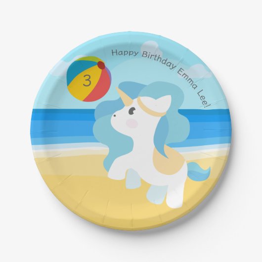 Unicorn Birthday Party Papieren Bordje (Voorkant)