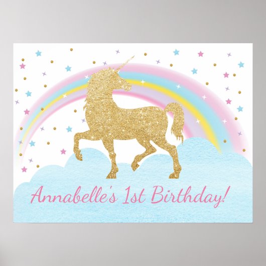 Unicorn Birthday Party Poster Achtergrond (Voorkant)