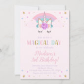 Unicorn Birthday Party Rainbow Flowers Kaart (Voorkant)