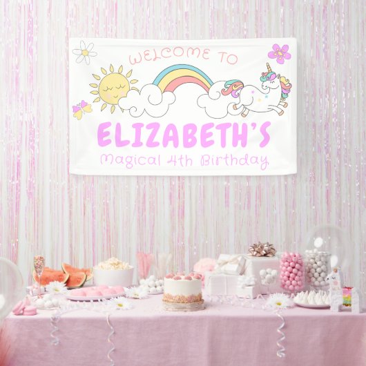 Unicorn Birthday Party Rainbow Spandoek (Feest)
