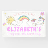 Unicorn Birthday Party Rainbow Spandoek (Horizontaal)