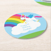 Unicorn Birthday Party Ronde Kartonnen Onderzetter (Gebogen)