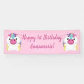Unicorn Birthday Party roze Spandoek (Horizontaal)