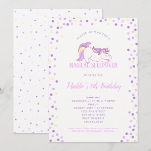 Unicorn Birthday party sleepover-uitnodiging Kaart