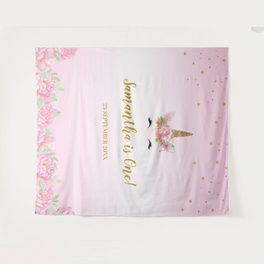 Unicorn Birthday Party Tapestry Backdrop Banner Wandkleed (Voorkant (horizontaal))