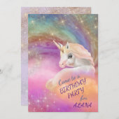 Unicorn Birthday Party (Unicorn Birthday) Kaart (Voorkant / Achterkant)