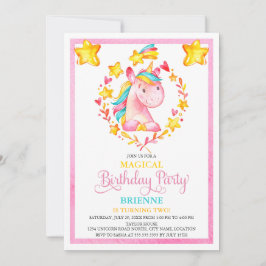 Unicorn Birthday Party van waterverf Girl Kaart