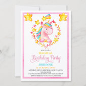 Unicorn Birthday Party van waterverf Girl Kaart (Voorkant)
