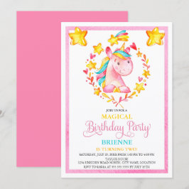 Unicorn Birthday Party van waterverf Girl Kaart