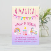 Unicorn Birthday Party voor 8 jaar Kaart (Staand voorkant)